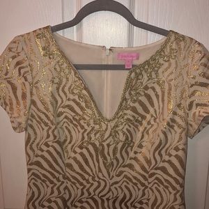 Lilly Pulitzer Size 4 white and gold dress